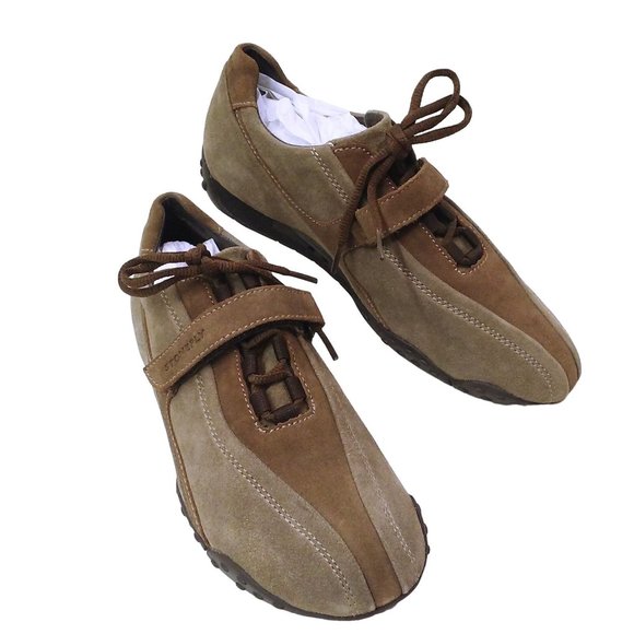 Stonefly Suede Leather Sneaker -38 LaceUp Strap Tread Two-Tone Brown Athleisure - Picture 2 of 10